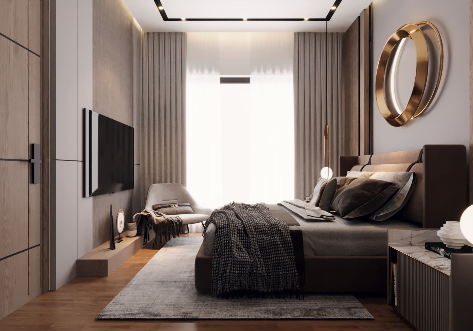 Contemporary One-Bed Studio Apartment: Warm Minimalism Meets Everyday Luxury