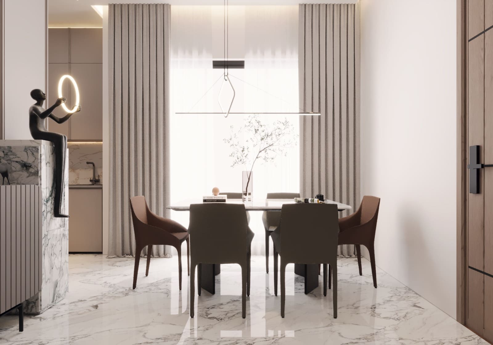 Contemporary One-Bed Studio Apartment: Warm Minimalism Meets Everyday Luxury